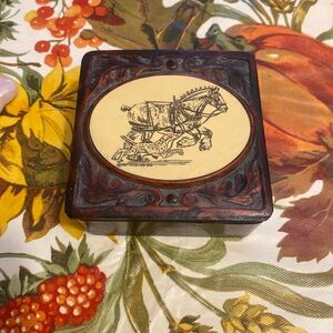 Horse Lady Gifts Hand Made Small Wood Trinket Box, Made In USA-free Pink Stone